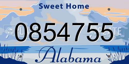0854755 Alabama License Plate