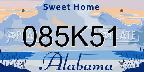 085K51 Alabama License Plate
