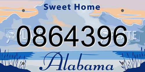 0864396 Alabama License Plate