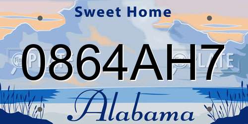 0864AH7 Alabama License Plate