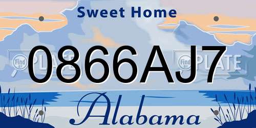 0866AJ7 Alabama License Plate