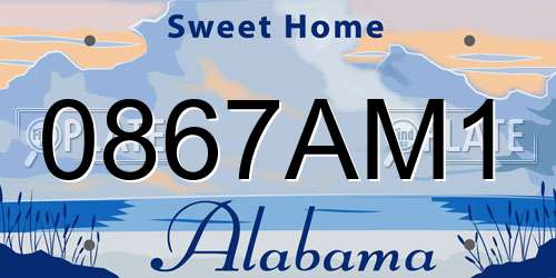 0867AM1 Alabama License Plate
