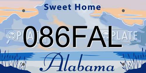 086FAL Alabama License Plate
