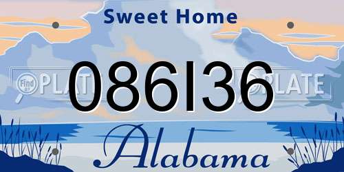 086I36 Alabama License Plate