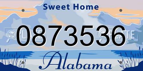 0873536 Alabama License Plate
