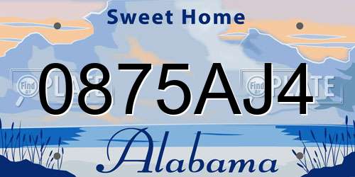 0875AJ4 Alabama License Plate