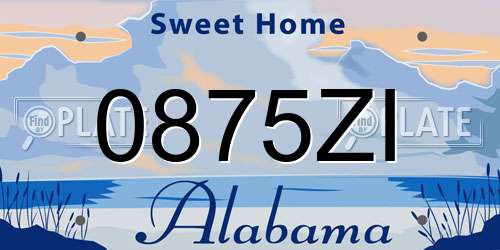 0875ZI Alabama License Plate