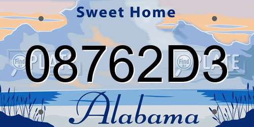 08762D3 Alabama License Plate