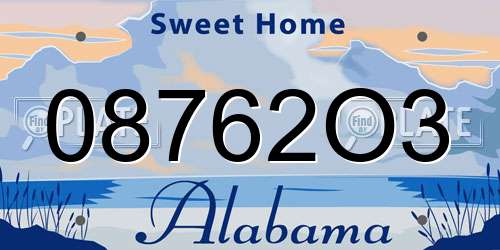 08762O3 Alabama License Plate