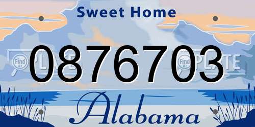0876703 Alabama License Plate