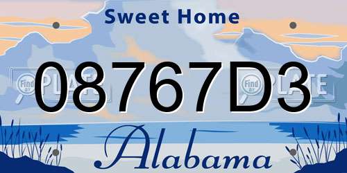 08767D3 Alabama License Plate