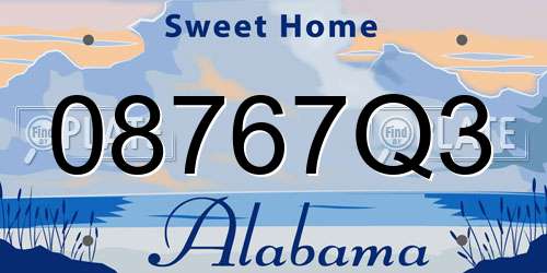 08767Q3 Alabama License Plate