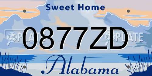 0877ZD Alabama License Plate