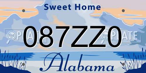 087ZZ0 Alabama License Plate