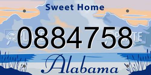 0884758 Alabama License Plate