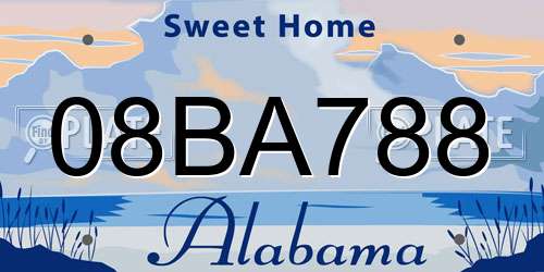 08BA788 Alabama License Plate