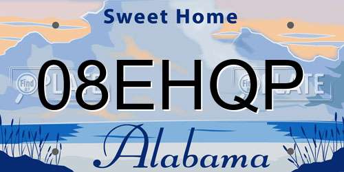 08EHQP Alabama License Plate