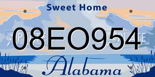 08EO954 Alabama License Plate