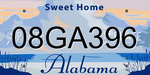 08GA396 Alabama License Plate