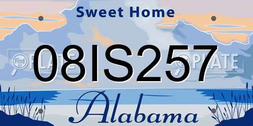 08IS257 Alabama License Plate