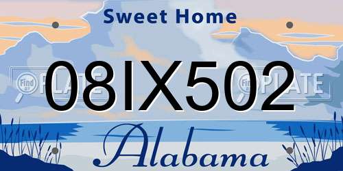 08IX502 Alabama License Plate