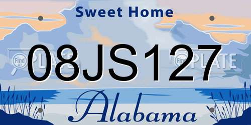 08JS127 Alabama License Plate