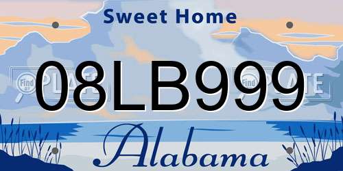 08LB999 Alabama License Plate
