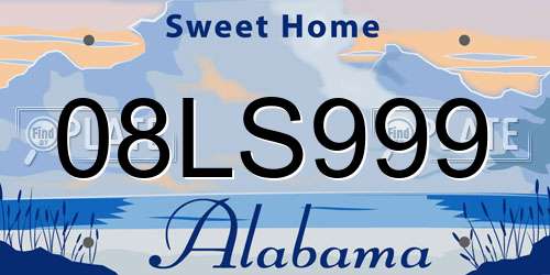 08LS999 Alabama License Plate