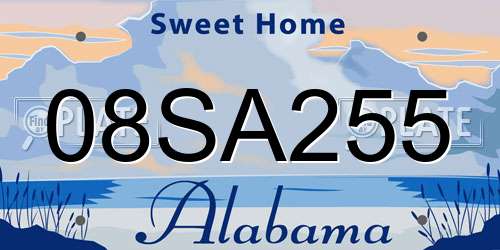 08SA255 Alabama License Plate