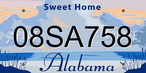 08SA758 Alabama License Plate