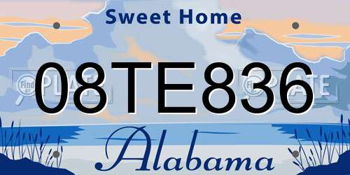 08TE836 Alabama License Plate