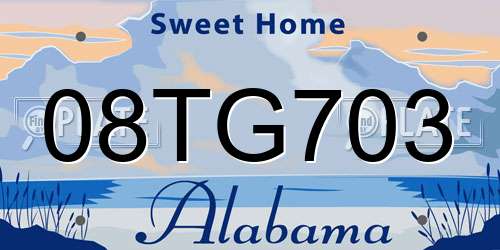 08TG703 Alabama License Plate