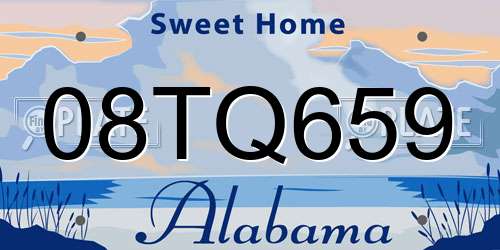08TQ659 Alabama License Plate