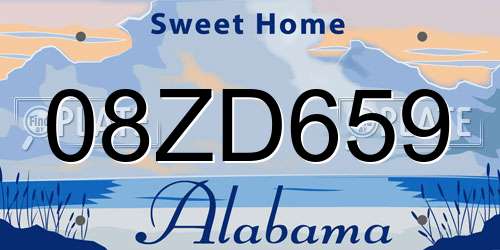 08ZD659 Alabama License Plate