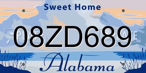 08ZD689 Alabama License Plate