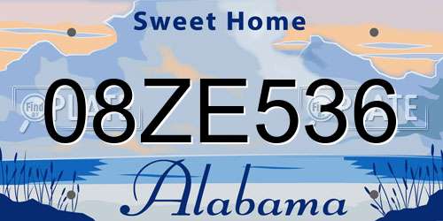 08ZE536 Alabama License Plate