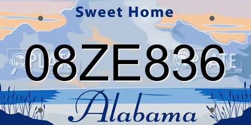 08ZE836 Alabama License Plate