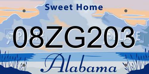 08ZG203 Alabama License Plate