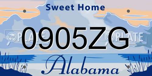 0905ZG Alabama License Plate