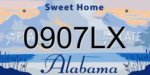 0907LX Alabama License Plate