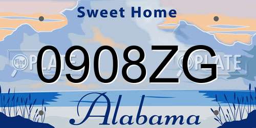 0908ZG Alabama License Plate