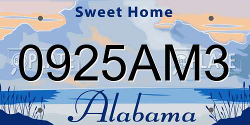 0925AM3 Alabama License Plate