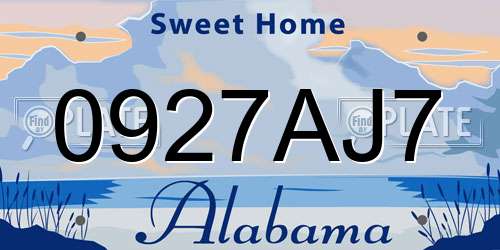 0927AJ7 Alabama License Plate