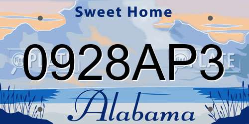 0928AP3 Alabama License Plate