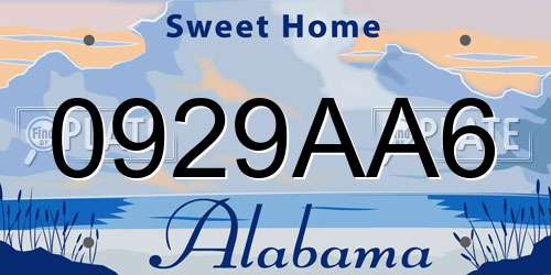 0929AA6 Alabama License Plate