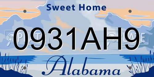 0931AH9 Alabama License Plate