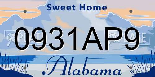 0931AP9 Alabama License Plate