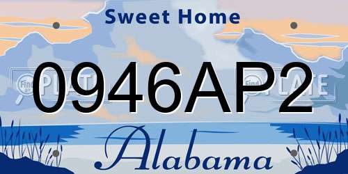 0946AP2 Alabama License Plate