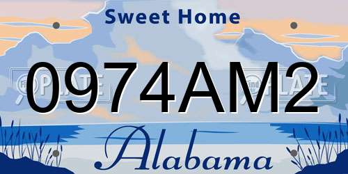 0974AM2 Alabama License Plate
