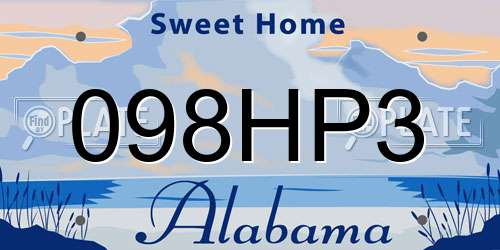 098HP3 Alabama License Plate